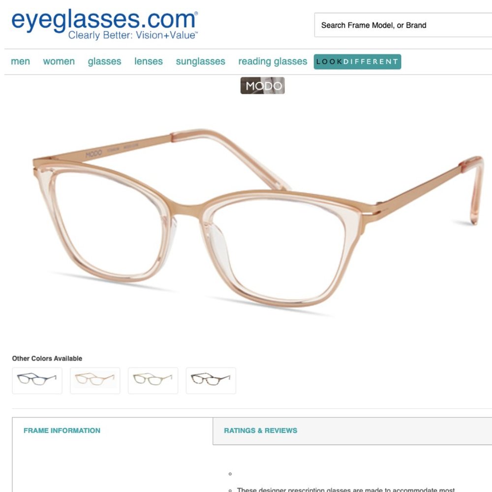 MODO Women's Eyeglasses - Crystal Pink Cat Eye